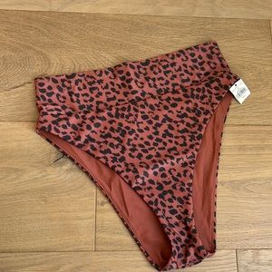 Aerie high cut cheeky bikini bottoms leopard small